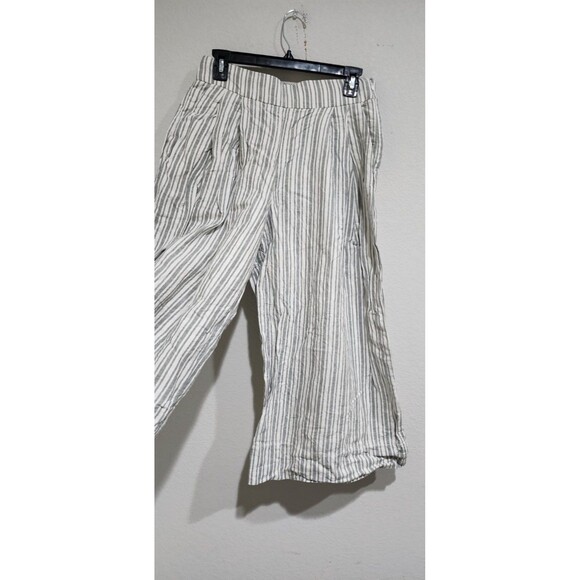 GAP Linen Cotton Blend Capri Striped Pants High Rise Line Sage - Size 6 - Picture 4 of 16